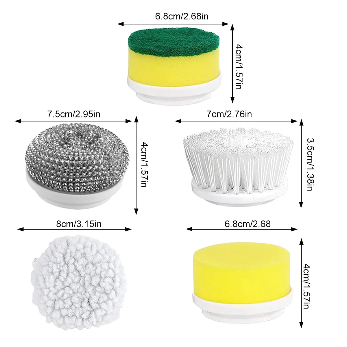 Kit de Rechange – 5 Têtes pour Brosse Électrique de Nettoyage
